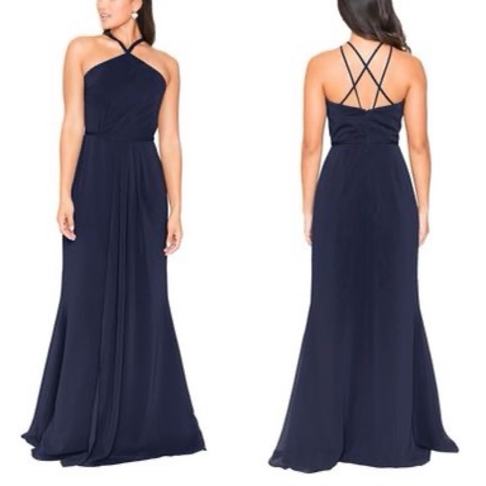 Brideside Navy Danai Bridesmaid Dress Midnight